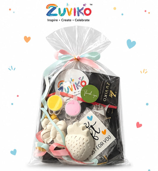 ZUVIKO Mini DIY Paint Kit | 2 Handmade Figurines | Kids Craft Kit