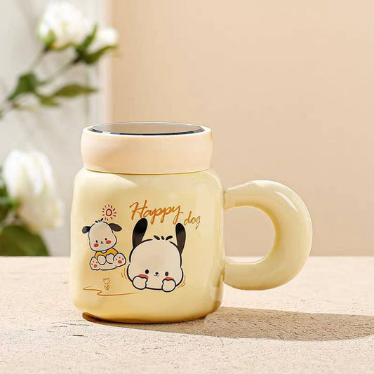 Zuviko Cute Dog Printed Ceramic Coffee Mug with Lid